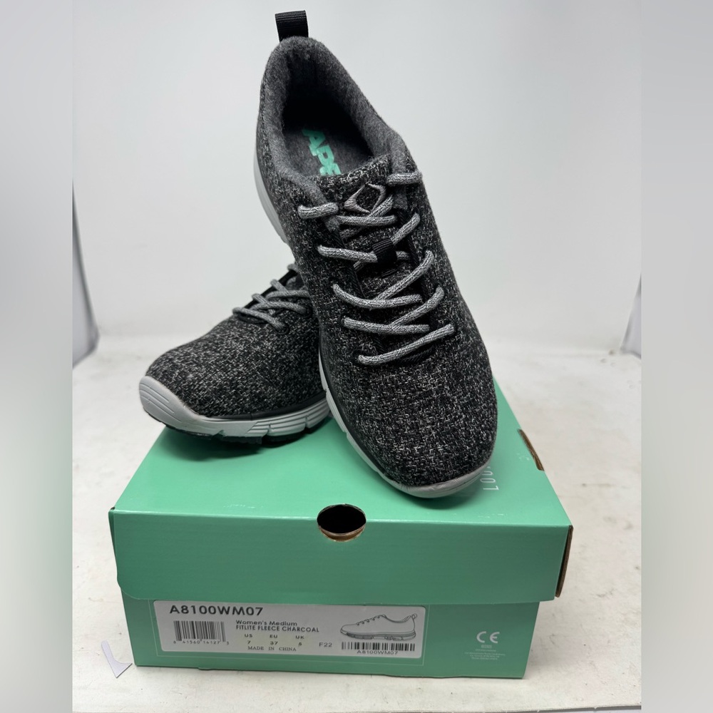 Apex A8100W Women’s Size 7 Medium Charcoal Fitlite Walking‎ Diabetic Shoe LaceUp